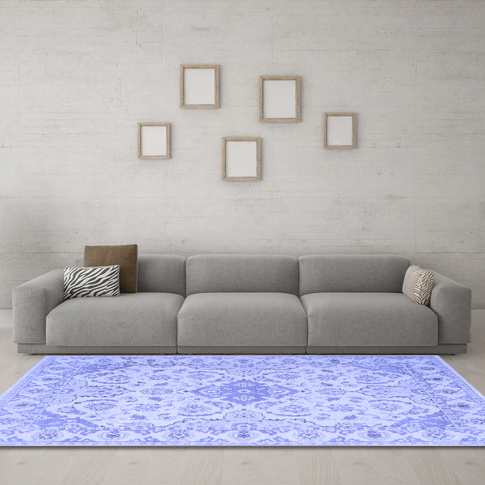 Machine Washable Abstract Blue Contemporary Rug in a Living Room, wshcon499blu