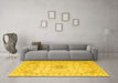 Machine Washable Abstract Yellow Contemporary Rug in a Living Room, wshcon499yw