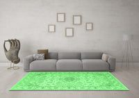 Machine Washable Abstract Emerald Green Contemporary Rug, wshcon499emgrn