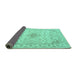 Sideview of Abstract Turquoise Contemporary Rug, con499turq