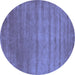 Round Abstract Blue Contemporary Rug, con49blu