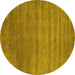 Round Abstract Yellow Contemporary Rug, con49yw