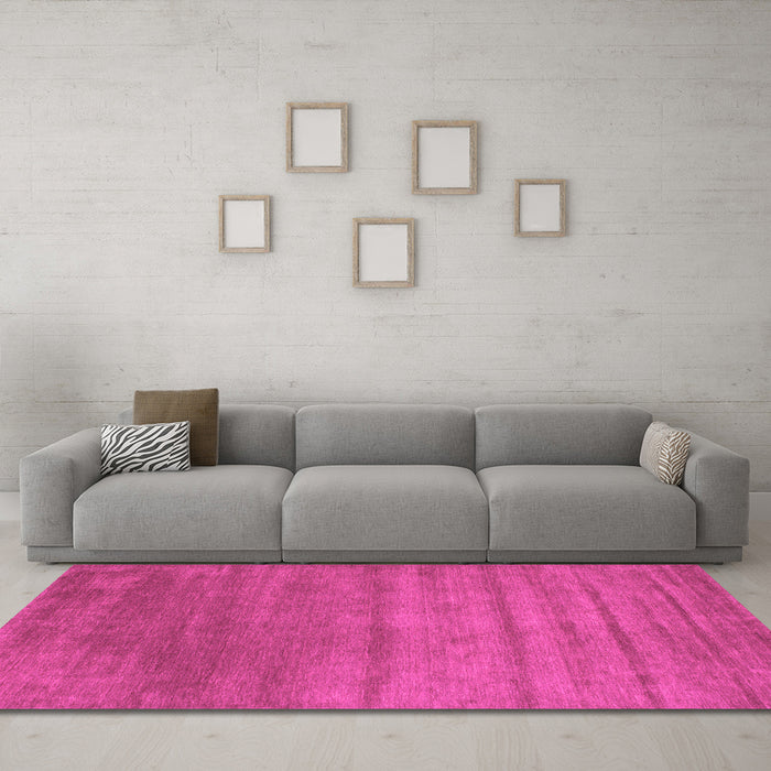 Machine Washable Abstract Pink Contemporary Rug in a Living Room, wshcon49pnk