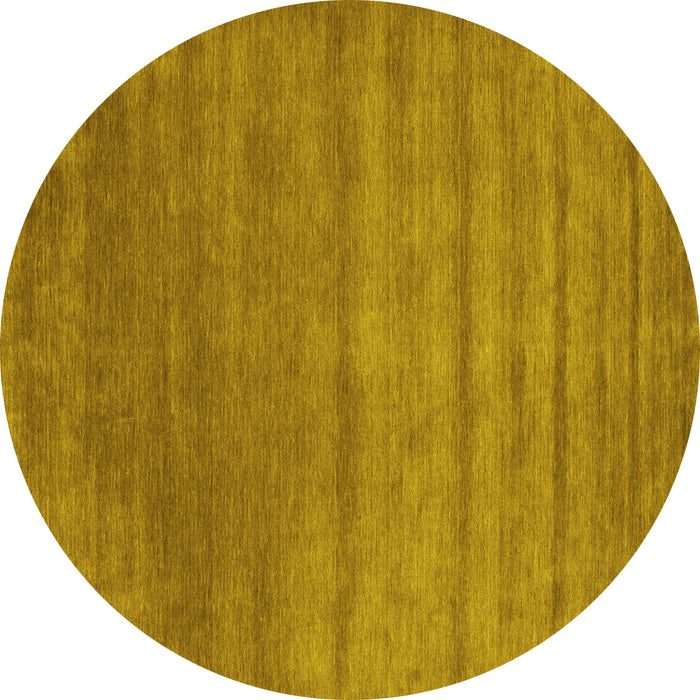 Round Machine Washable Abstract Yellow Contemporary Rug, wshcon49yw