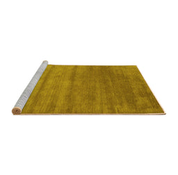 Sideview of Machine Washable Abstract Yellow Contemporary Rug, wshcon49yw