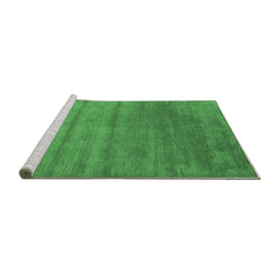 Sideview of Machine Washable Abstract Emerald Green Contemporary Area Rugs, wshcon49emgrn