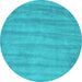 Round Machine Washable Abstract Turquoise Contemporary Area Rugs, wshcon4turq