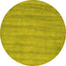 Round Machine Washable Abstract Yellow Contemporary Rug, wshcon4yw