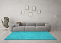 Machine Washable Abstract Turquoise Contemporary Rug, wshcon4turq