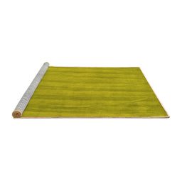 Sideview of Machine Washable Abstract Yellow Contemporary Rug, wshcon4yw