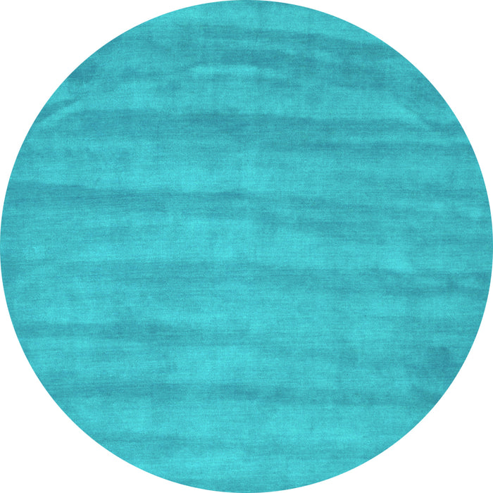 Round Abstract Turquoise Contemporary Rug, con4turq