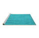 Sideview of Machine Washable Abstract Turquoise Contemporary Area Rugs, wshcon4turq