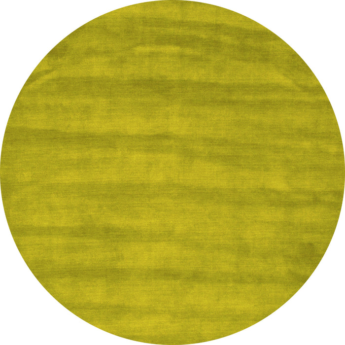 Round Abstract Yellow Contemporary Rug, con4yw