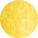 Round Abstract Yellow Contemporary Rug, con500yw