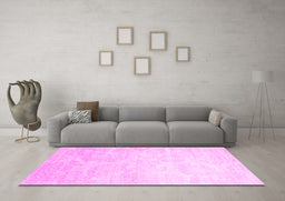 Machine Washable Abstract Pink Contemporary Rug in a Living Room, wshcon500pnk