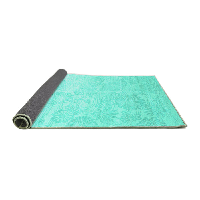 Sideview of Abstract Turquoise Contemporary Rug, con500turq