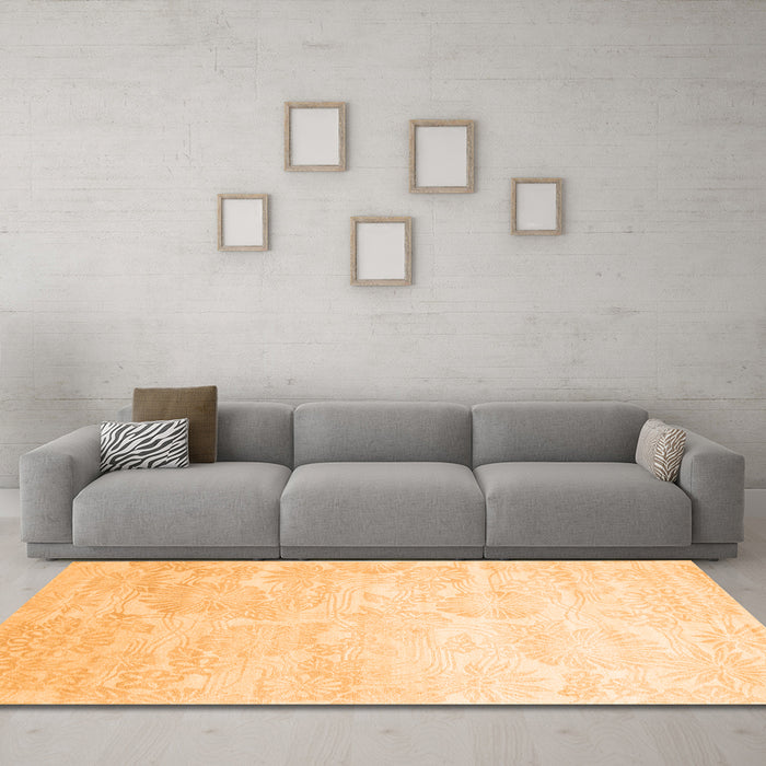 Machine Washable Abstract Orange Contemporary Area Rugs in a Living Room, wshcon500org