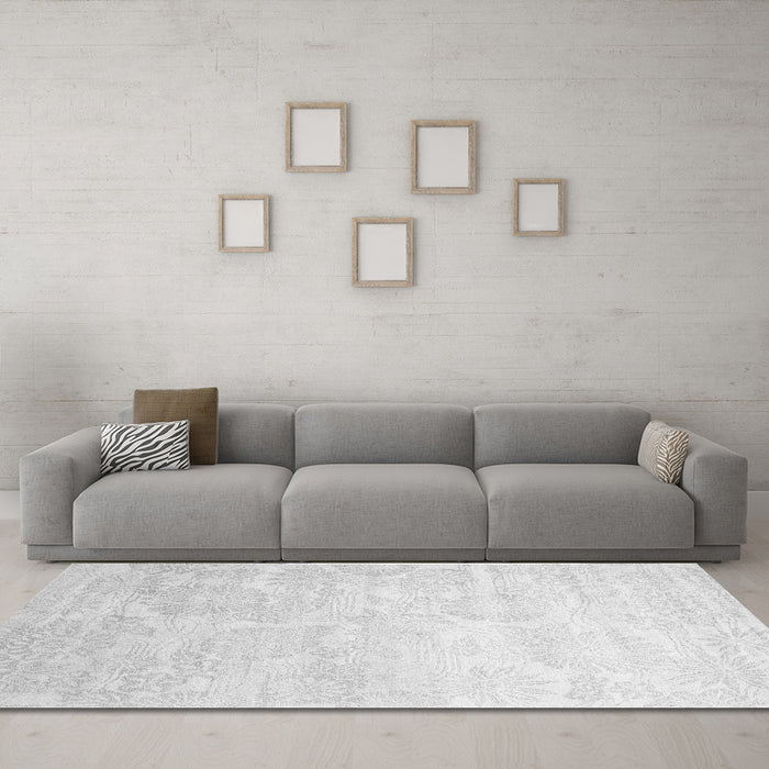 Machine Washable Abstract Gray Contemporary Rug in a Living Room,, wshcon500gry