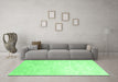 Machine Washable Abstract Emerald Green Contemporary Area Rugs in a Living Room,, wshcon500emgrn