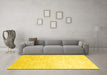 Machine Washable Abstract Yellow Contemporary Rug in a Living Room, wshcon500yw
