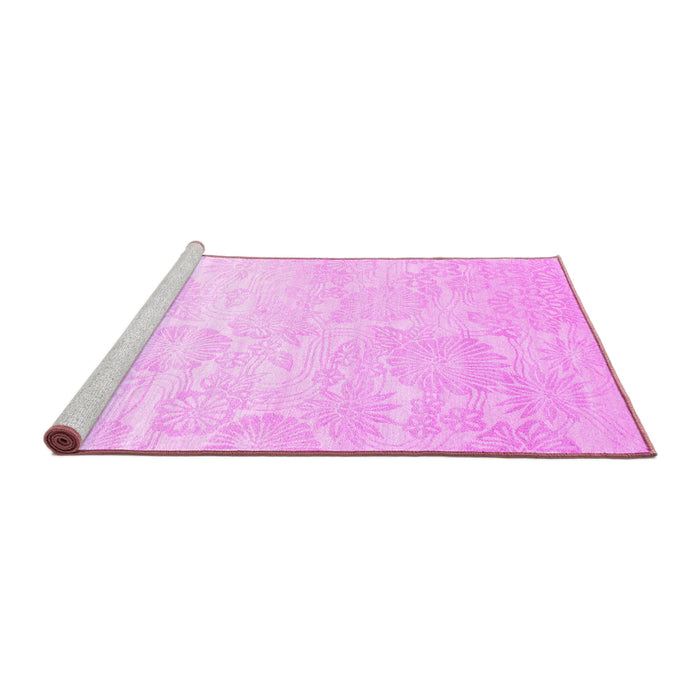 Sideview of Machine Washable Abstract Pink Contemporary Rug, wshcon500pnk