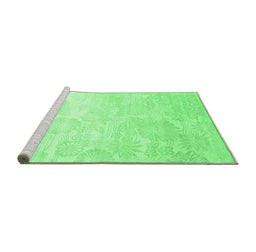 Sideview of Machine Washable Abstract Emerald Green Contemporary Area Rugs, wshcon500emgrn