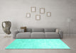 Machine Washable Abstract Turquoise Contemporary Area Rugs in a Living Room,, wshcon500turq