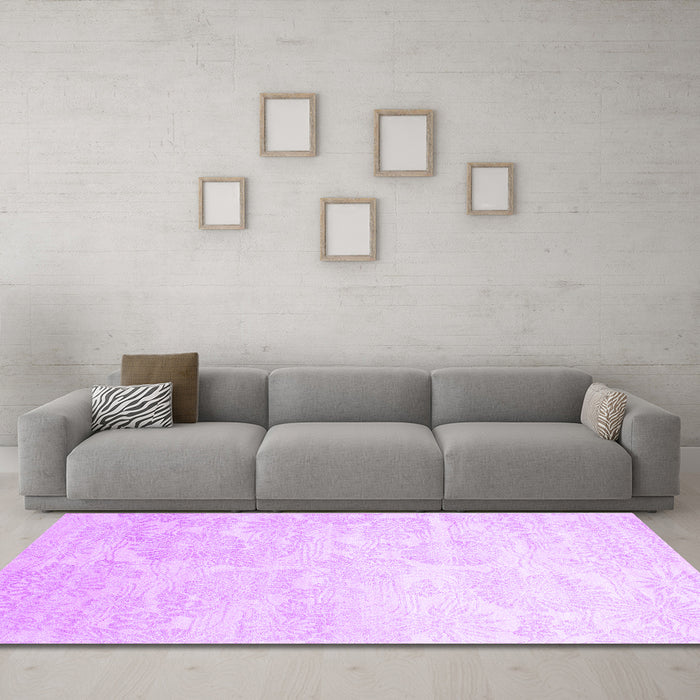 Machine Washable Abstract Purple Contemporary Area Rugs in a Living Room, wshcon500pur