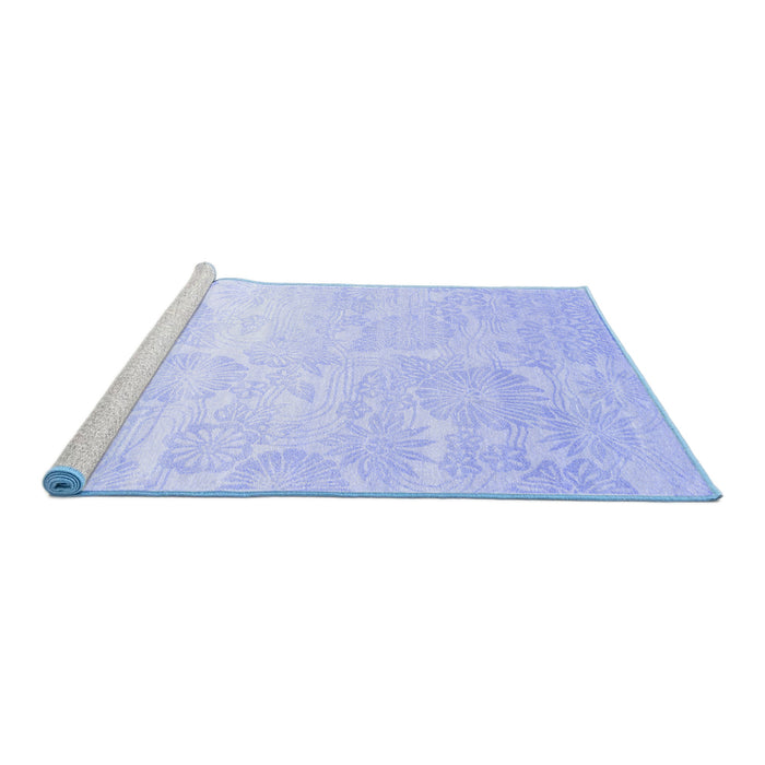 Sideview of Machine Washable Abstract Blue Contemporary Rug, wshcon500blu