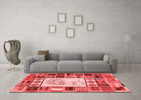 Machine Washable Patchwork Red Transitional Rug, wshcon501red