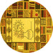 Round Patchwork Yellow Transitional Rug, con501yw