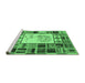 Sideview of Machine Washable Patchwork Emerald Green Transitional Area Rugs, wshcon501emgrn