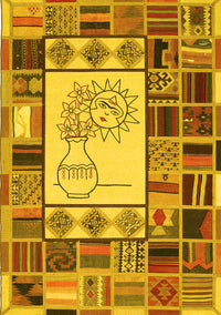 Patchwork Yellow Transitional Rug, con501yw