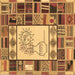 Square Machine Washable Patchwork Brown Transitional Rug, wshcon501brn