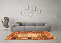 Machine Washable Patchwork Orange Transitional Rug, wshcon501org