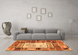 Machine Washable Patchwork Orange Transitional Area Rugs in a Living Room, wshcon501org