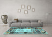 Machine Washable Patchwork Light Blue Transitional Rug in a Living Room, wshcon501lblu