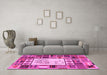 Machine Washable Patchwork Pink Transitional Rug in a Living Room, wshcon501pnk