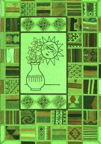 Patchwork Green Transitional Rug, con501grn