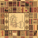 Square Patchwork Brown Transitional Rug, con501brn