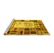 Sideview of Machine Washable Patchwork Yellow Transitional Rug, wshcon501yw