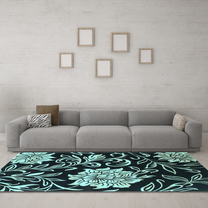Machine Washable Abstract Light Blue Contemporary Rug in a Living Room, wshcon502lblu