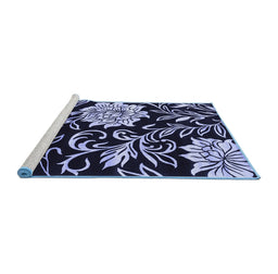 Sideview of Machine Washable Abstract Blue Contemporary Rug, wshcon502blu