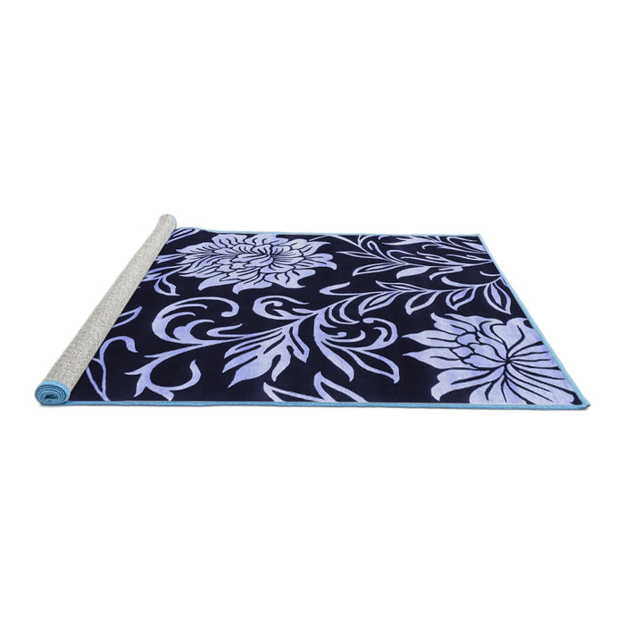 Sideview of Machine Washable Abstract Blue Contemporary Rug, wshcon502blu