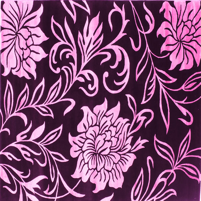 Square Machine Washable Abstract Pink Contemporary Rug, wshcon502pnk