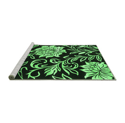 Sideview of Machine Washable Abstract Emerald Green Contemporary Area Rugs, wshcon502emgrn