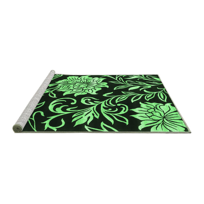 Sideview of Machine Washable Abstract Emerald Green Contemporary Area Rugs, wshcon502emgrn