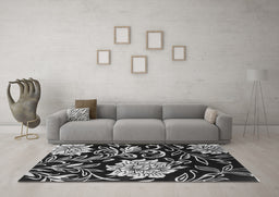 Machine Washable Abstract Gray Contemporary Rug in a Living Room,, wshcon502gry