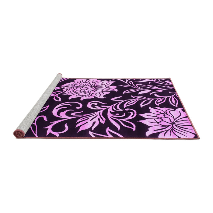 Sideview of Machine Washable Abstract Purple Contemporary Area Rugs, wshcon502pur