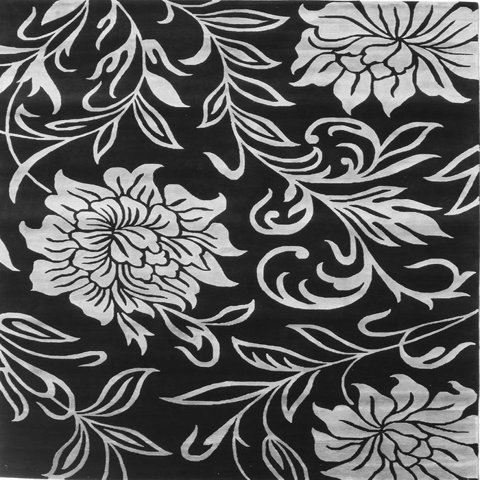 Round Machine Washable Abstract Gray Contemporary Rug, wshcon502gry